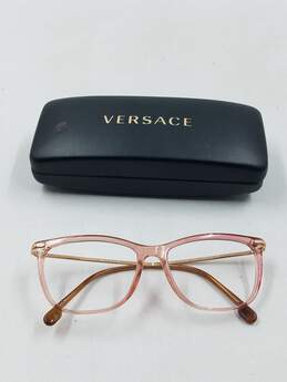 Versace Pink Crystal Oval Eyeglasses