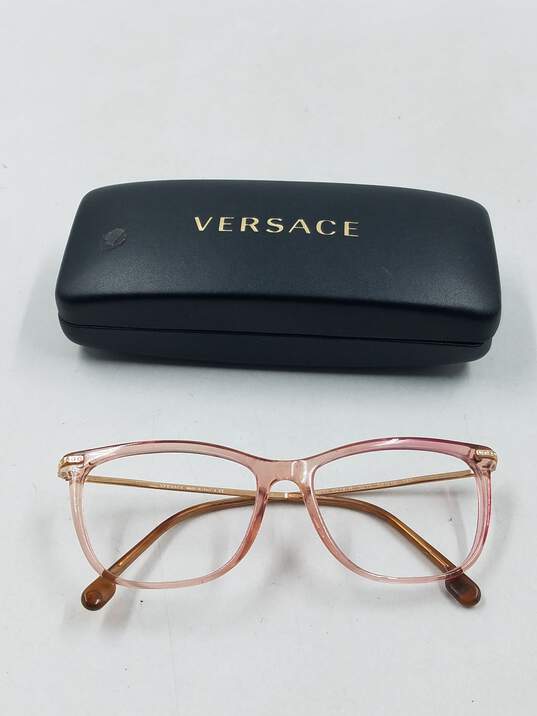 Versace Pink Crystal Oval Eyeglasses image number 1