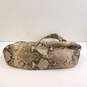 Michael Kors Leather Snake Embossed Hobo Shoulder Bag Beige image number 4