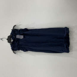 NWT Womens Blue Sleeveless Ruffle Back Zip Knee Length A-Line Dress Size 0