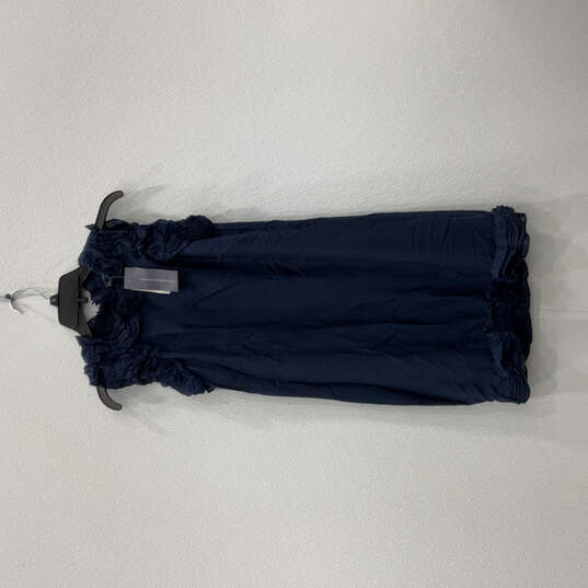 NWT Womens Blue Sleeveless Ruffle Back Zip Knee Length A-Line Dress Size 0 image number 1