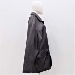 VTG Barneys New York Men's Black Leather Button Down Jacket Car Coat Size Large alternative image