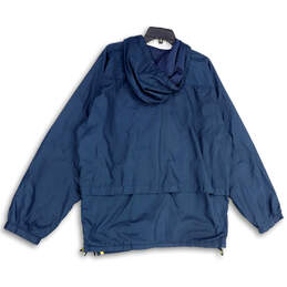 Mens Blue 1/2 Zip Long Sleeve Drawstring Hooded Windbreaker Jacket Size XL alternative image