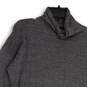 Womens Gray Long Sleeve Cowl Neck Tight Knit Pullover Sweater Size Large image number 3