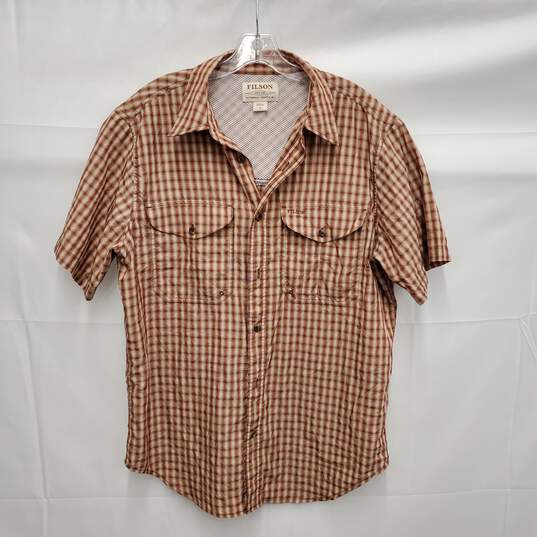 Filson's Vented Short Sleeve Red & Beige Plaid Shirt Size M image number 1