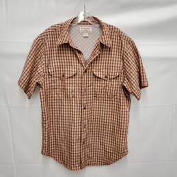 Filson's Vented Short Sleeve Red & Beige Plaid Shirt Size M