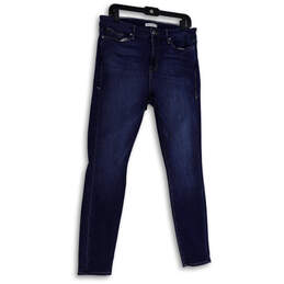 Womens Blue Denim Medium Wash Pocket Stretch Skinny Leg Jeans Size 15/33