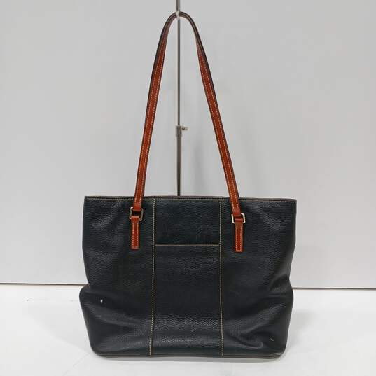 Dooney & Bourke Black & Tan Leather Tote Shoulder Bag image number 2