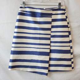 Topshop Blue & White Faux Wrapped A-Line Skirt Size 6