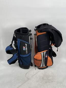 Lot Of 2 US Kids Golf USKG Blue Orange Dual Stand Golf Bag E-0530106-X