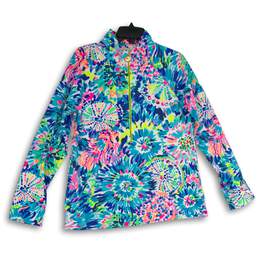 Womens Multicolor Long Sleeve Pockets 1/4 Zip Sweatshirt Size Large