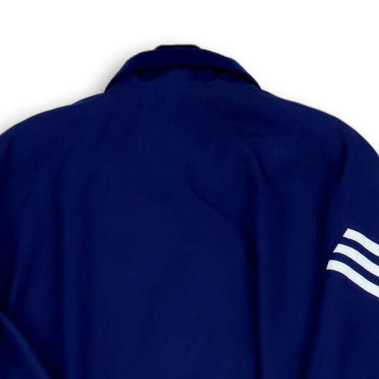Mens Navy Blue White Striped Pockets Full-Zip Windbreaker Jacket Size Small image number 4