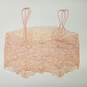 Womens Pink Floral Lace Spaghetti Strap Pullover Cropped Top One Size image number 2