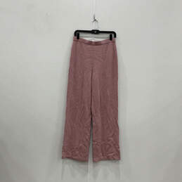 Womens Pink Flat Front Elastic Waist Pull-On Straight Leg Dress Pants Sz 8