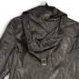 Womens Brown Hooded Long Sleeve Button Front Raincoat Size S/P image number 3