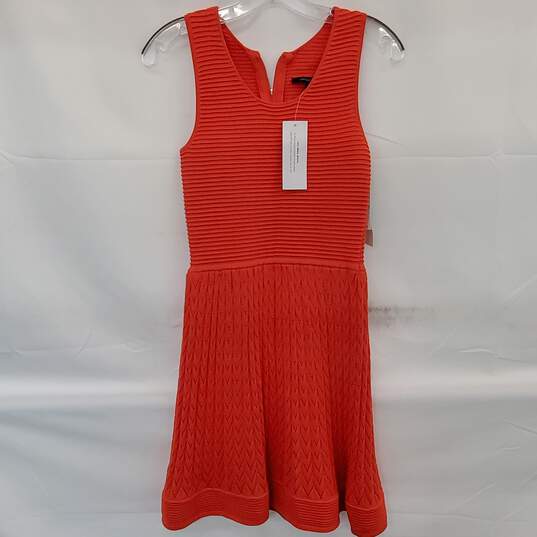 French Connection Bright Orange Ribbed Knit Sleeveless Dress Size 0 image number 1