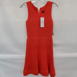 French Connection Bright Orange Ribbed Knit Sleeveless Dress Size 0