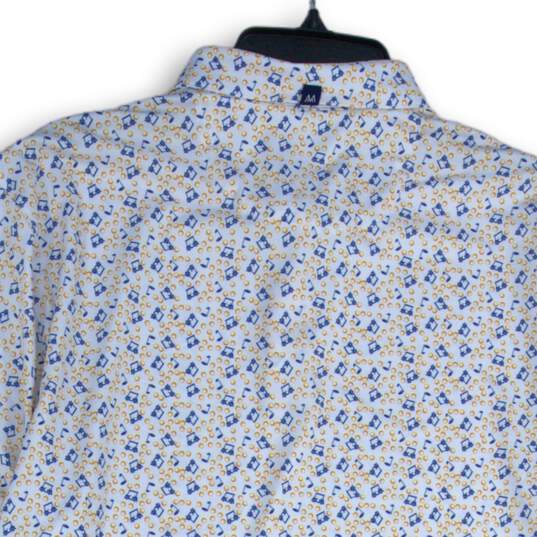 NWT Mizzen + Main Mens Multicolor Geometric Print Spread Collar Polo Shirt Sz L image number 4