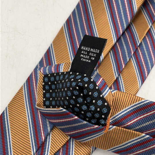 Mens Multicolor Silk Striped Four In Hand Adjustable Pointed Necktie image number 3