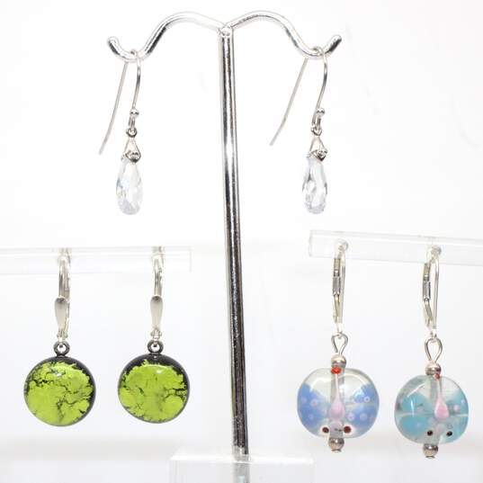 Bundle Of 3 Sterling Silver Glass Earrings - 12.7g image number 1
