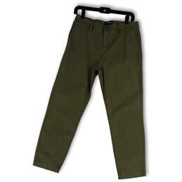 NWT Womens Green Flat Front Pockets Straight Leg Trouser Pants Size 6/28