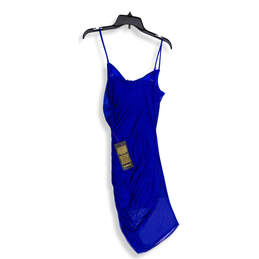 NWT Womens Blue Spaghetti Strap Ruched Pullover Bodycon Dress Size Small alternative image