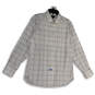 Mens White Gray Check Long Sleeve Collared Button-Up Shirt Size 16.5/34 image number 1