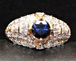 Sterling Silver Sapphire & Cubic Zirconia Ring (SZ 8.75) - 5.3g alternative image