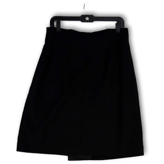 Womens Black Flat Front Pockets Stretch Knee Length A-Line Skirt Size 10 image number 2