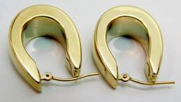 14k Yellow Gold Chunky Oblong Hoop Earrings 3.5g alternative image