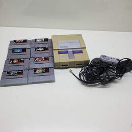 Super Nintendo Lot With Console - 2 Controllers & Games Untested