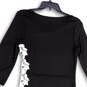 NWT Womens Black Lace Asymmetric Hem 3/4 Sleeve Bodycon Dress Size Medium image number 4