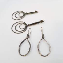 Sterling Silver Dangle Hoop Earrings 2Pcs 12.4g