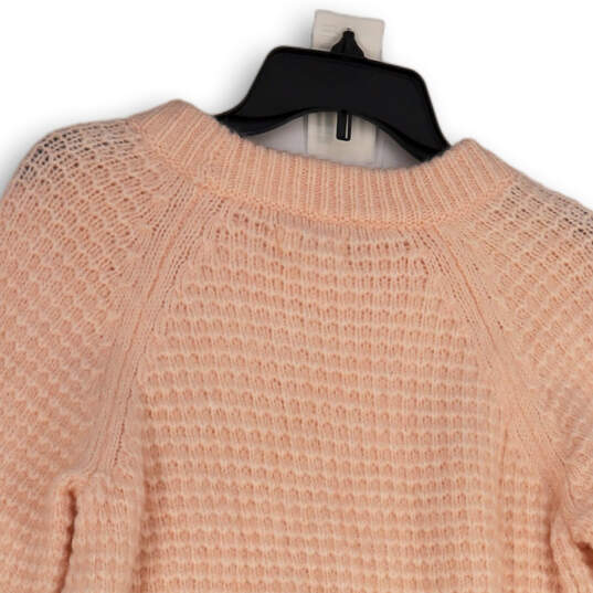 Womens Pink Crew Neck Long Sleeve Knitted Pullover Sweater Size XS image number 1