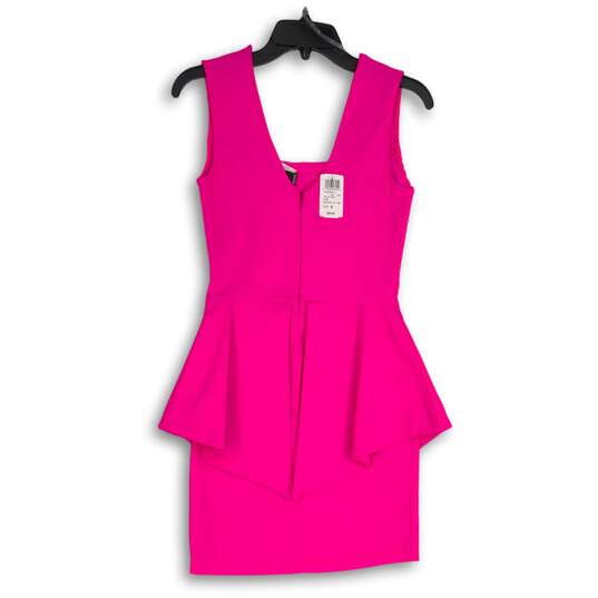 NWT Womens Pink Sleeveless Back-Zip Wide Strap Peplum Mini Dress Size S image number 2