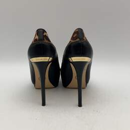 Womens Haya Black Brown Leopard Print Slip On Stiletto Platform Heels Size 7 M alternative image