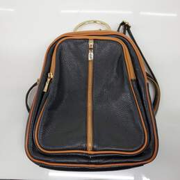 Valentina Black & Brown Pebble Leather Mini Backpack Italy