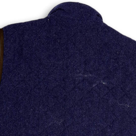 Mens Blue Chevron Sleeveless Mock Neck Pockets Quilted Full-Zip Vest Size L image number 4