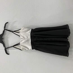 Womens Black White Lace Detail V-Neck Spaghetti Strap Mini Dress Size 4 alternative image