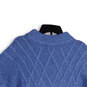 Womens Blue Knitted Mock Neck 3/4 Sleeve Pullover Sweater Size 1X image number 4