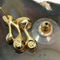 Designer Swarovski Gold-Tone Clear Crystal Stone Push Back Stud Earrings image number 4