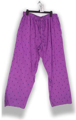 Womens Purple Blue Elastic Waist Front Pockets Straight Leg Pajamas Pants Sz XL alternative image