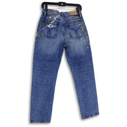 NWT Womens Blue Paint Splatters Denim High Rise Straight Leg Jeans Size 26 alternative image
