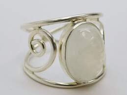 Artisan Sterling Silver Moonstone Pendant Necklace & Swirl Ring 10.1g alternative image