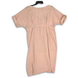 Womens Pink Boat Neck Short Sleeve Back Zip Knee Length Shift Dress Size 14 alternative image