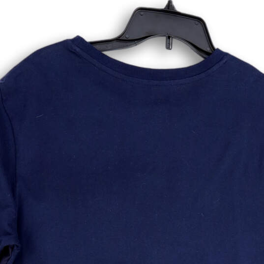 Mens Blue Round Neck Zip Pocket Short Sleeve Pullover T-Shirt Size XL image number 4
