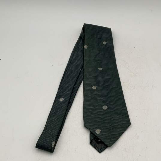 Gianni Versace Mens Olive Green Embroidered Adjustable Designer Necktie image number 1