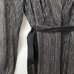 NEW Banana Republic Silver Metallic Long Sleeve Faux Wrap Belted Dress 2P alternative image
