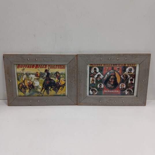 Pair of Vintage Buffalo Bill and Pawnee Bill Framed Art Prints image number 1