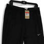 NWT Mens Black Elastic Waist Drawstring Ankle Zip Track Pants Size LT image number 3
